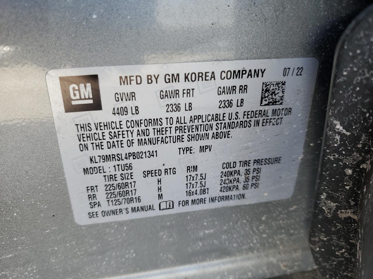 KL79MRSL4PB021341 CHEVROLET TRAILBLZR 2023