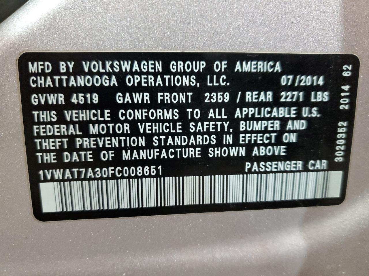 2015 Volkswagen Passat - Image 12