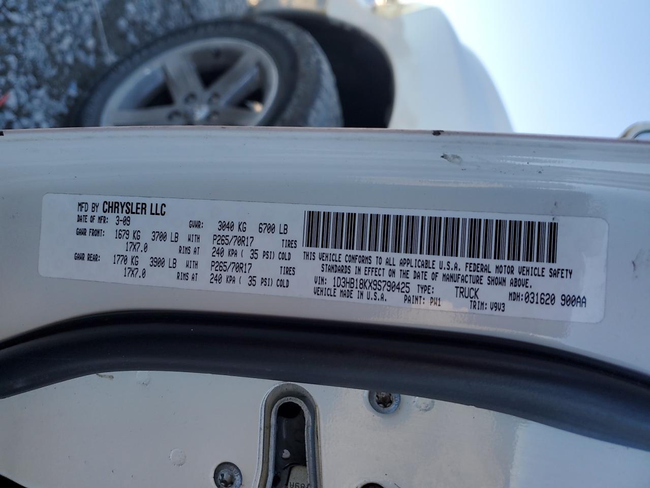 2009 Dodge Ram 1500 VIN: 1D3HB18KX9S790425 Lot: 46532585