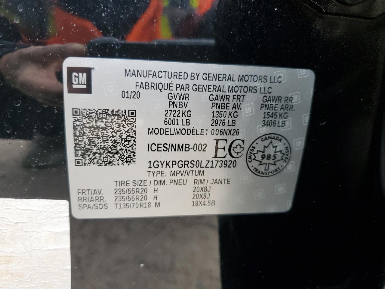 2020 Cadillac Xt6 Sport VIN: 1GYKPGRS0LZ173920 Lot: 44397305