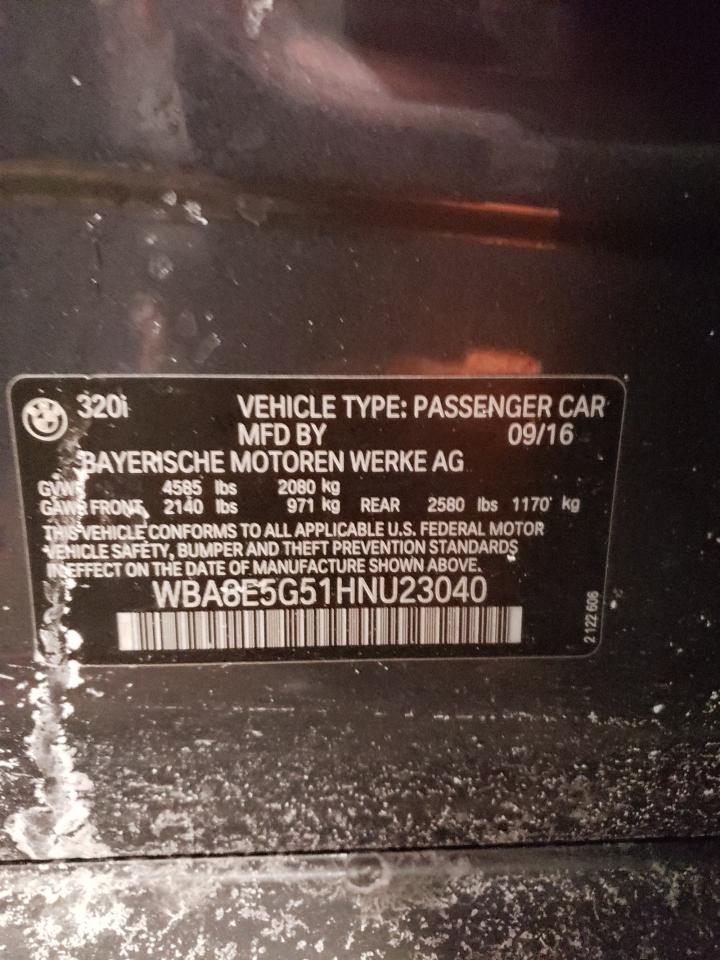 2017 BMW 320 Xi VIN: WBA8E5G51HNU23040 Lot: 44976945