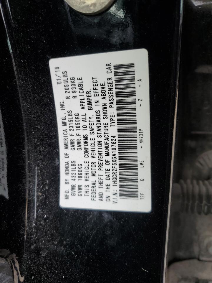 1HGCR2F5XGA107824 HONDA ACCORD 2016