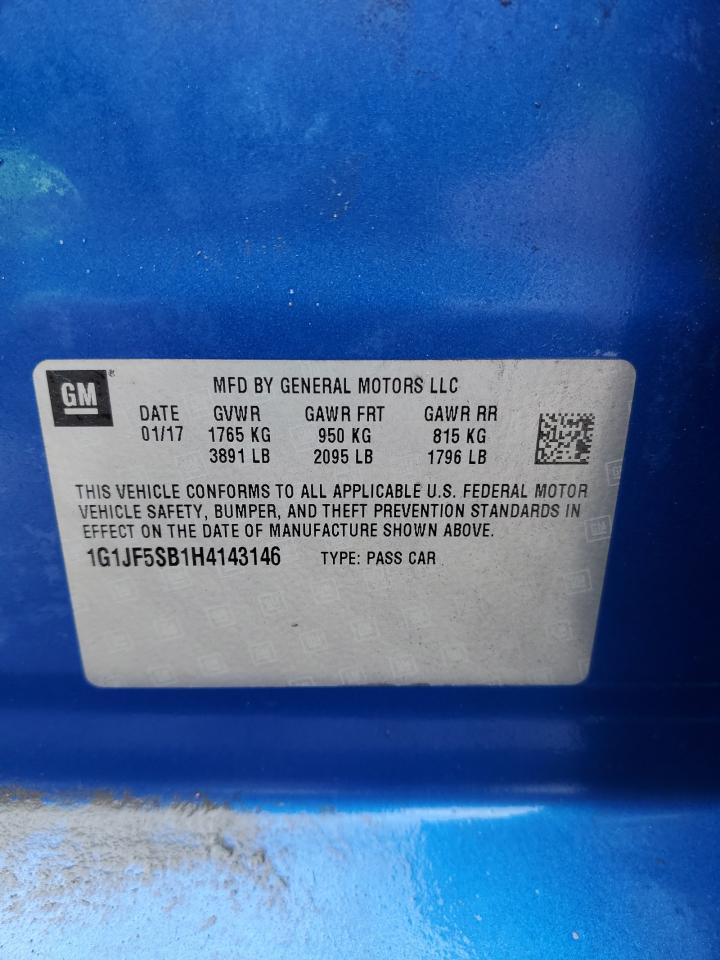 1G1JF5SB1H4143146 CHEVROLET SONIC 2017