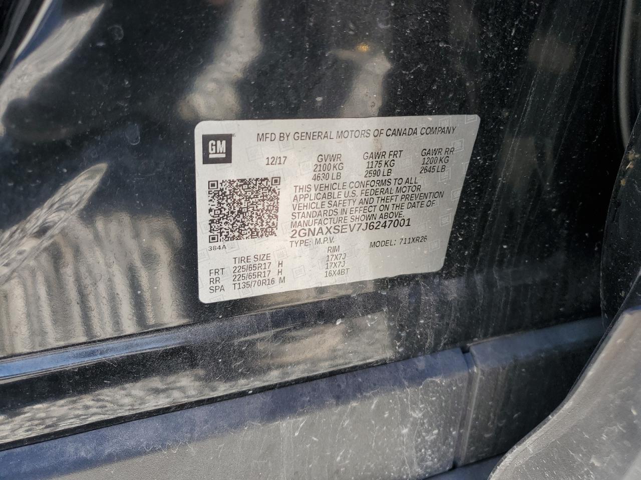 2GNAXSEV7J6247001 CHEVROLET EQUINOX 2018