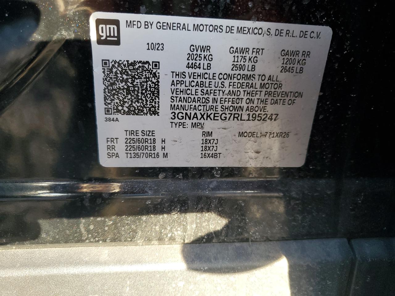 3GNAXKEG7RL195247 CHEVROLET EQUINOX 2024