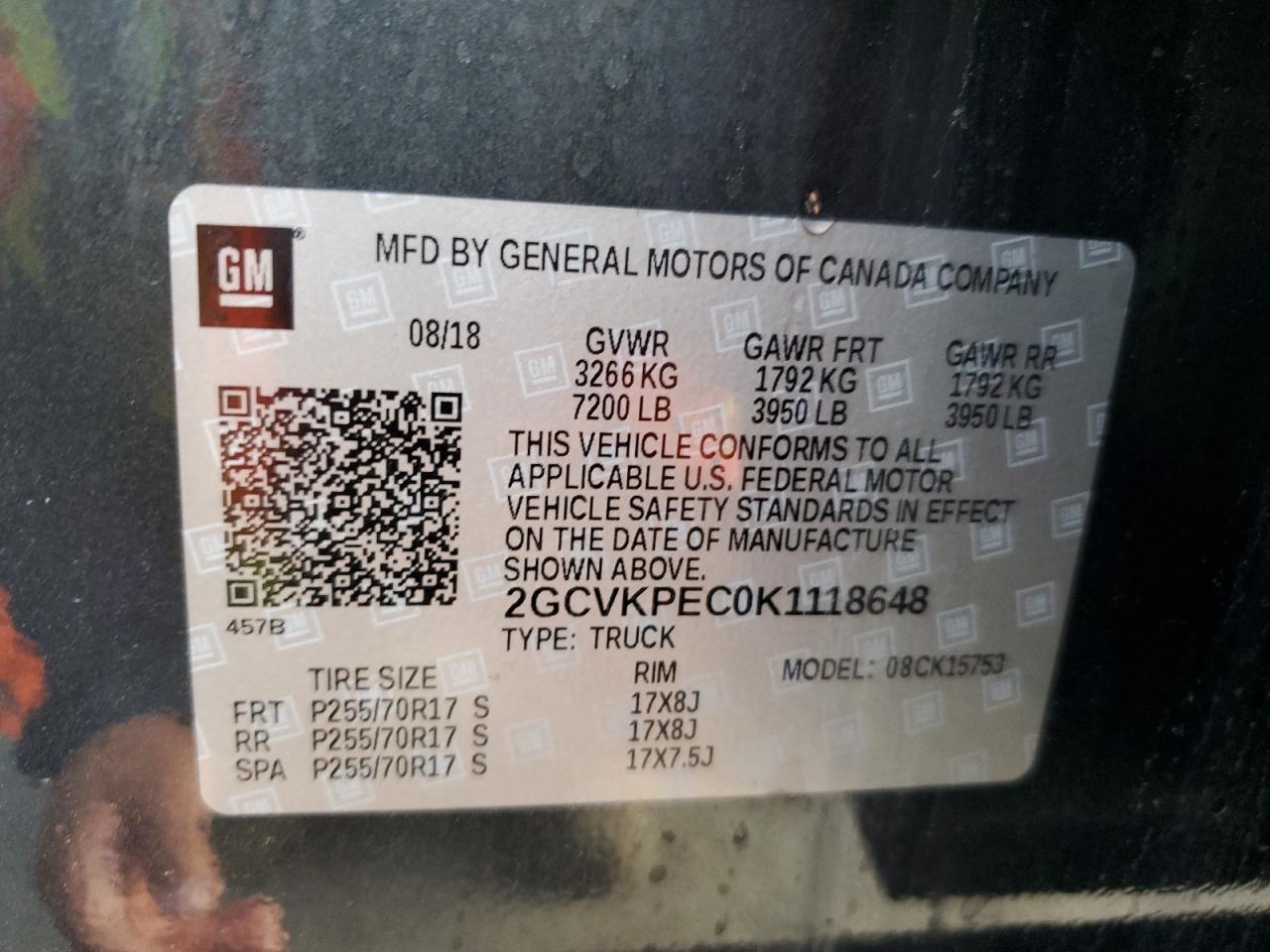 2GCVKPEC0K1118648 CHEVROLET ALL Models 2019