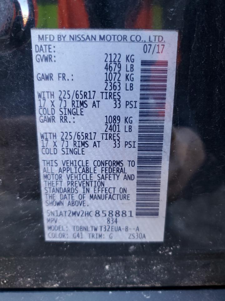 5N1AT2MV2HC858881 NISSAN ROGUE 2017