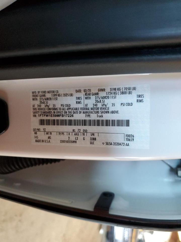 1FTFW1E59MFB17226 FORD F-150 2021