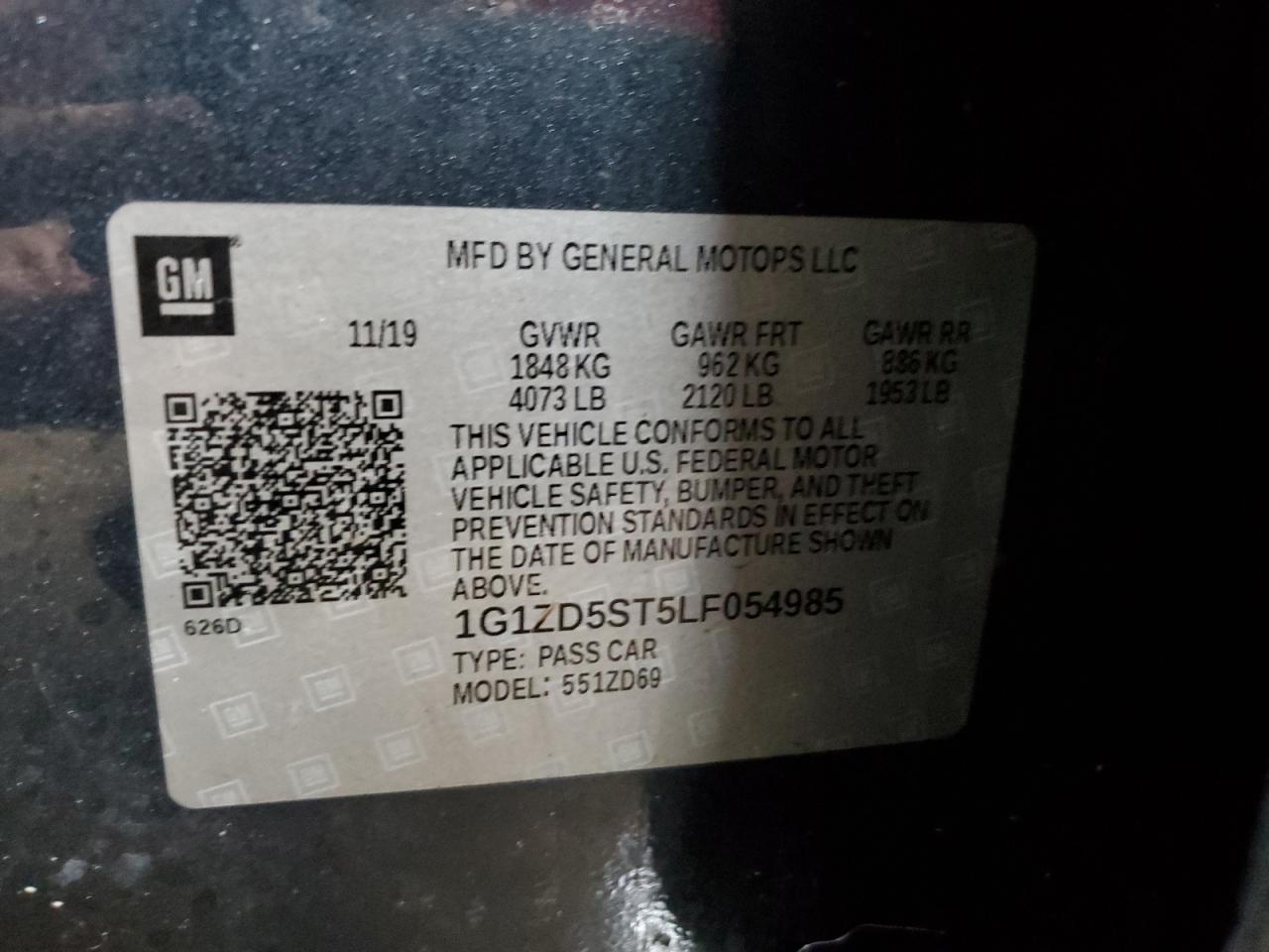 1G1ZD5ST5LF054985 CHEVROLET MALIBU 2020