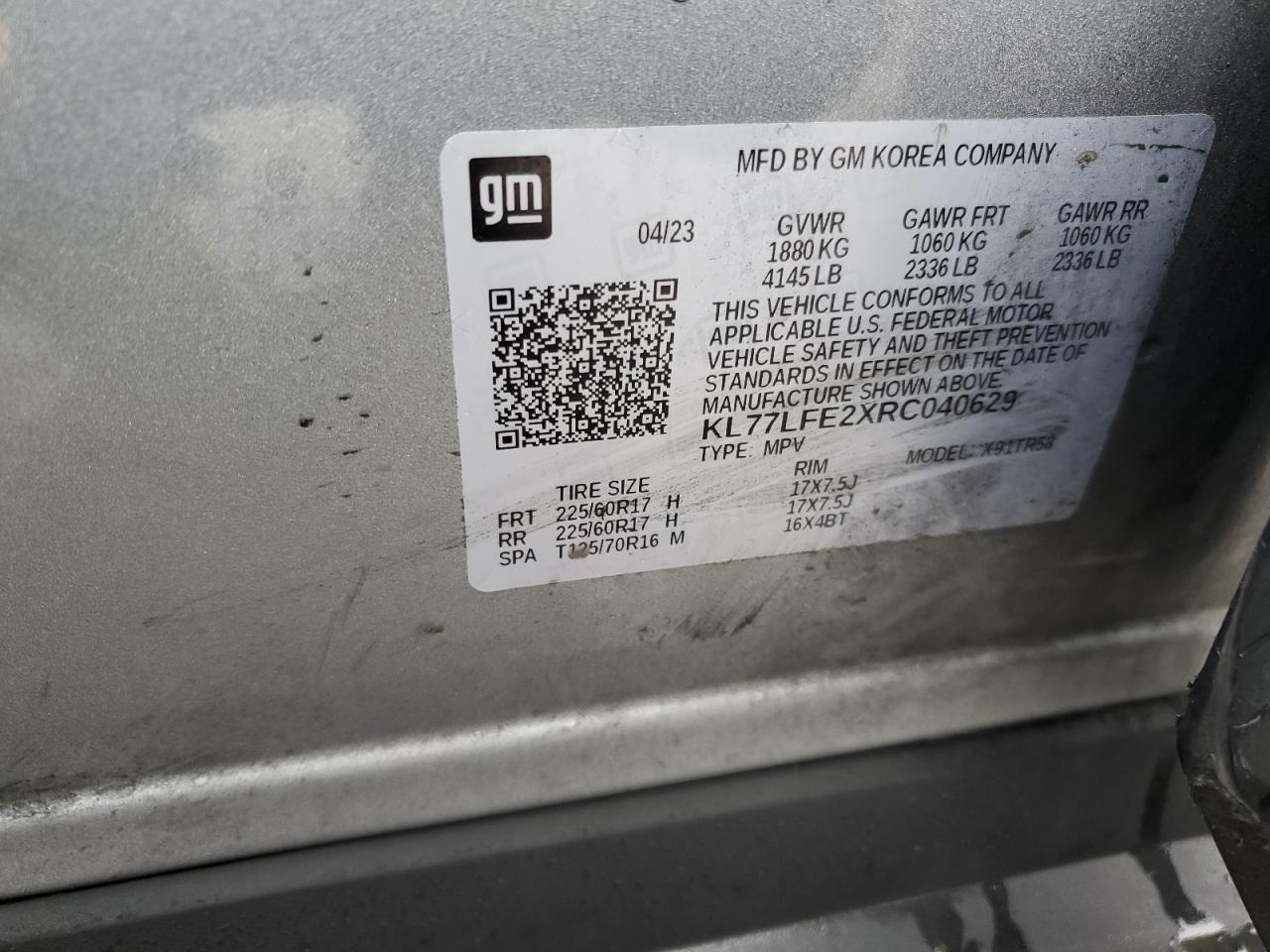 KL77LFE2XRC040629 CHEVROLET TRAX 2024