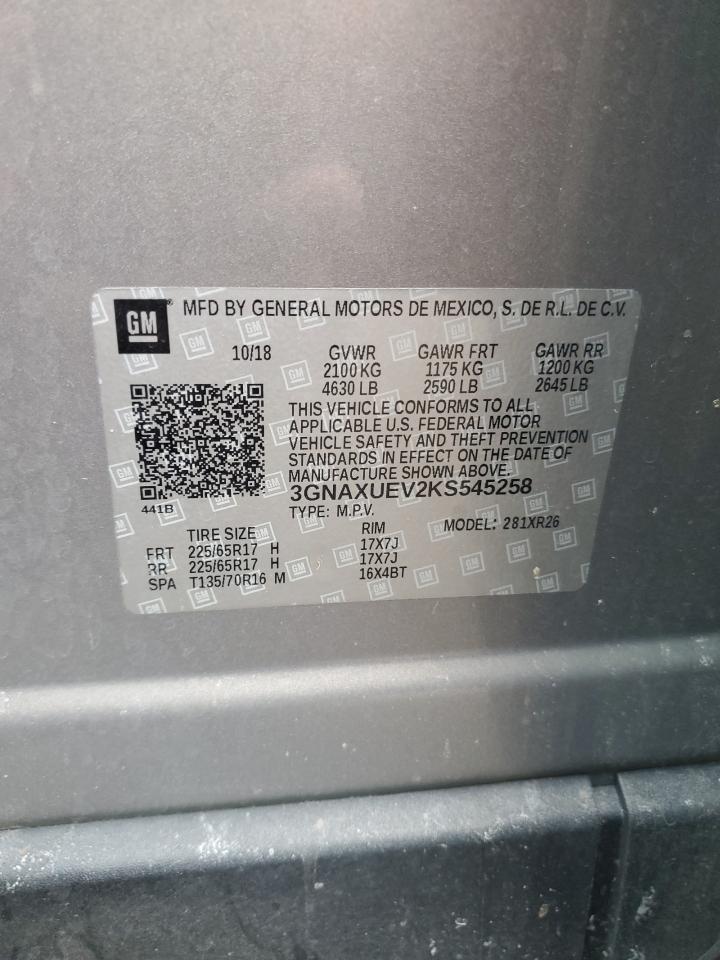 3GNAXUEV2KS545258 CHEVROLET EQUINOX 2019