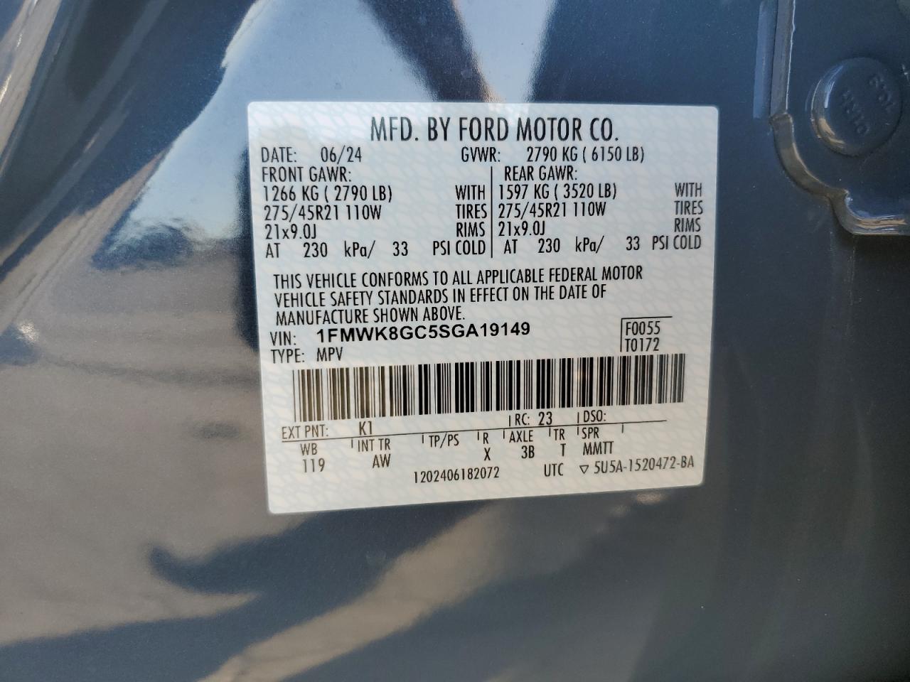 1FMWK8GC5SGA19149 FORD EXPLORER 2025