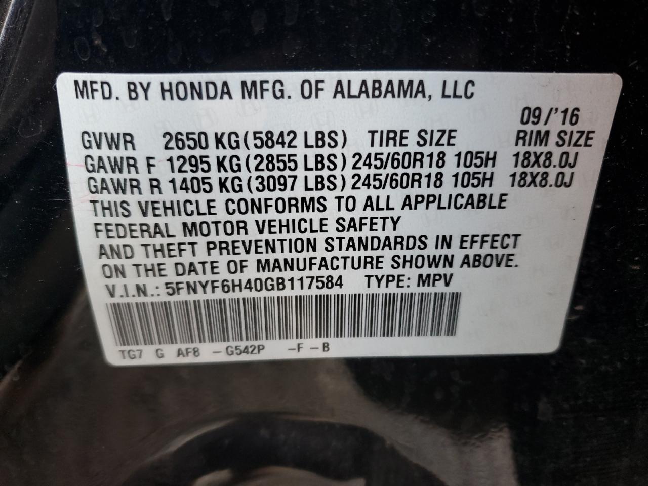 2016 Honda Pilot - Image 15