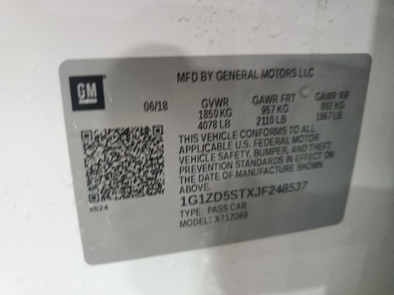 1G1ZD5STXJF248537 CHEVROLET MALIBU 2018