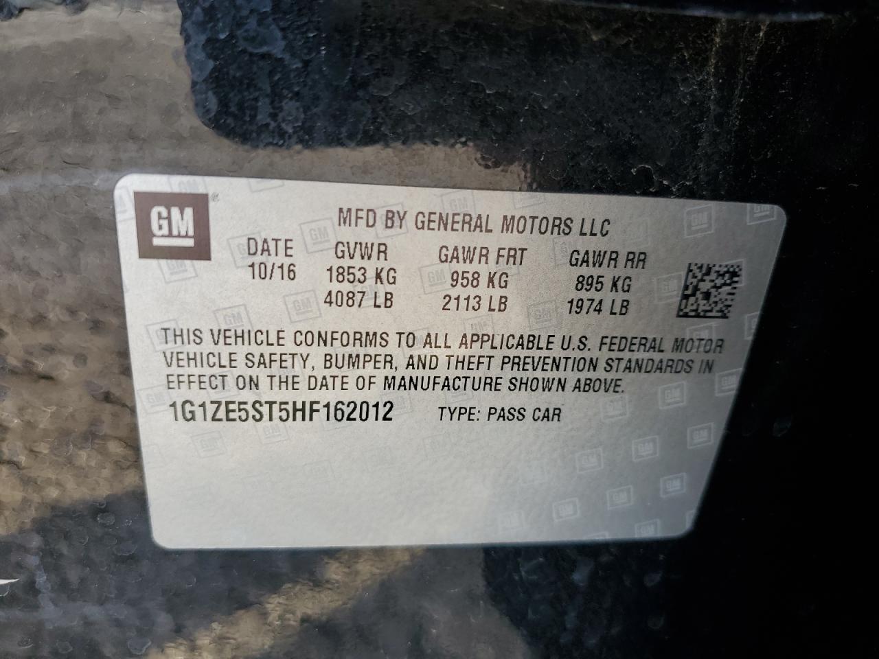 1G1ZE5ST5HF162012 CHEVROLET MALIBU 2017