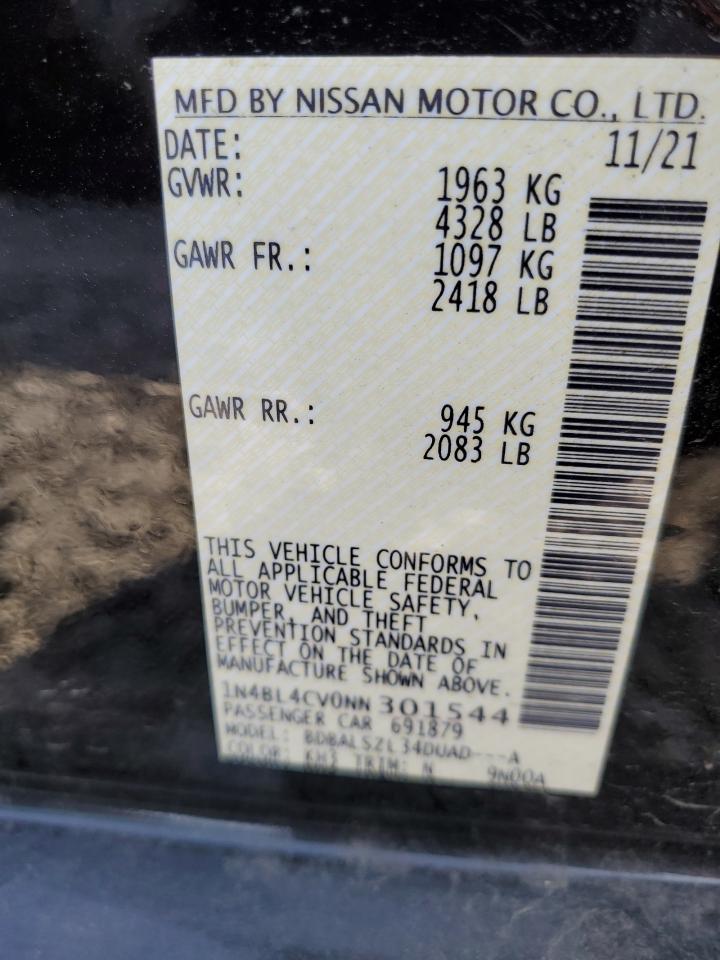 1N4BL4CV0NN301544 NISSAN ALTIMA 2022