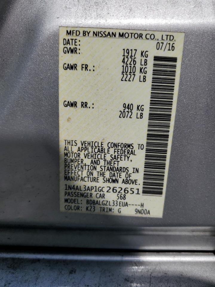1N4AL3AP1GC262651 NISSAN ALTIMA 2016