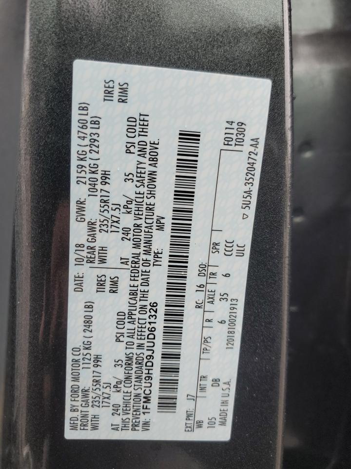 1FMCU9HD9JUD61326 FORD ESCAPE 2018
