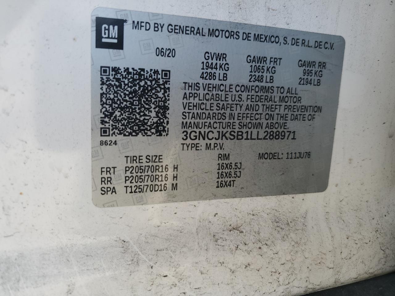 3GNCJKSB1LL288971 CHEVROLET TRAX 2020