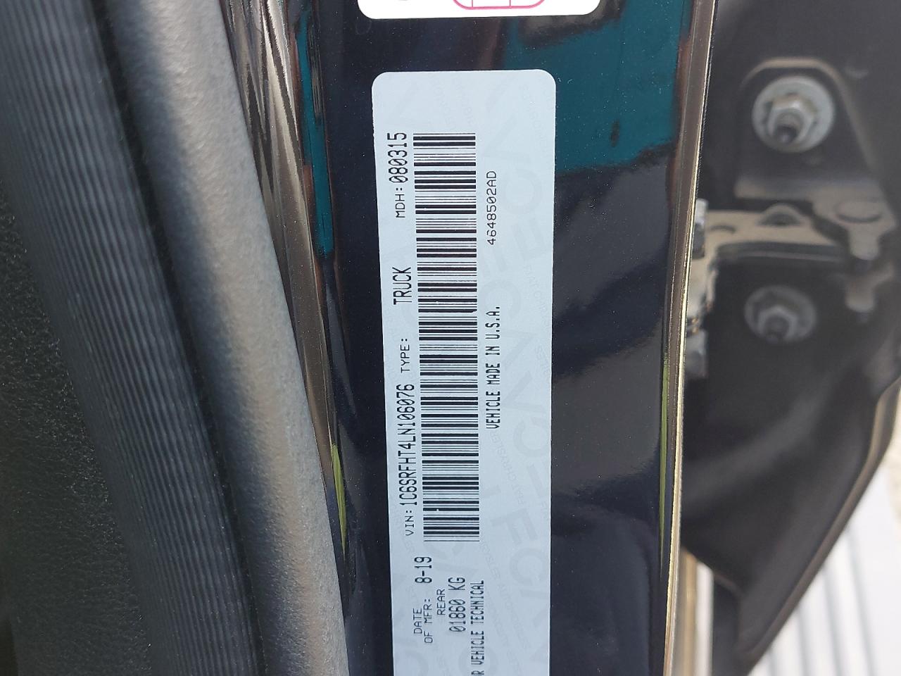 1C6SRFHT4LN106076 - 2020 RAM 1500, Laramie - #44098045