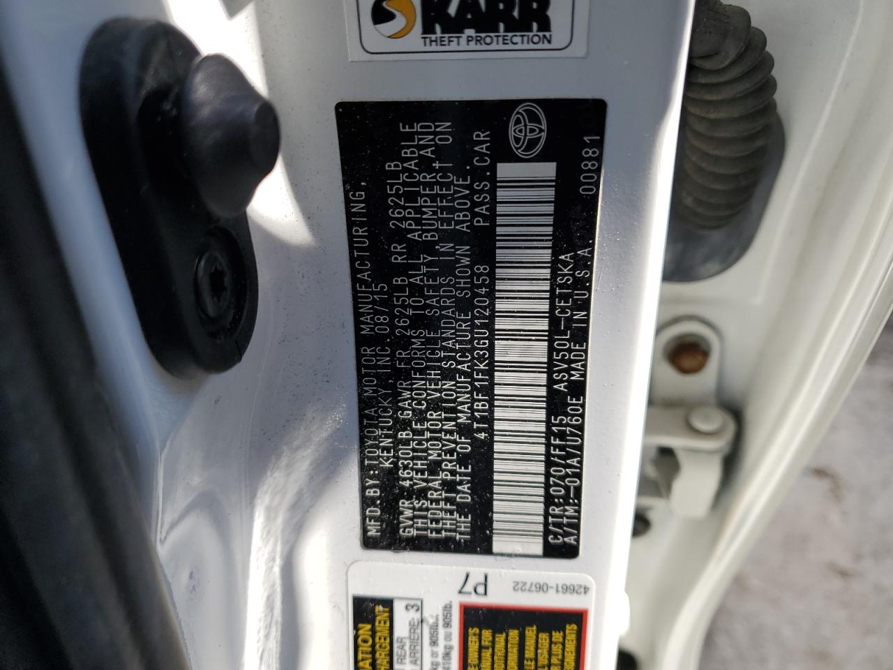 4T1BF1FK3GU120458 TOYOTA CAMRY 2016