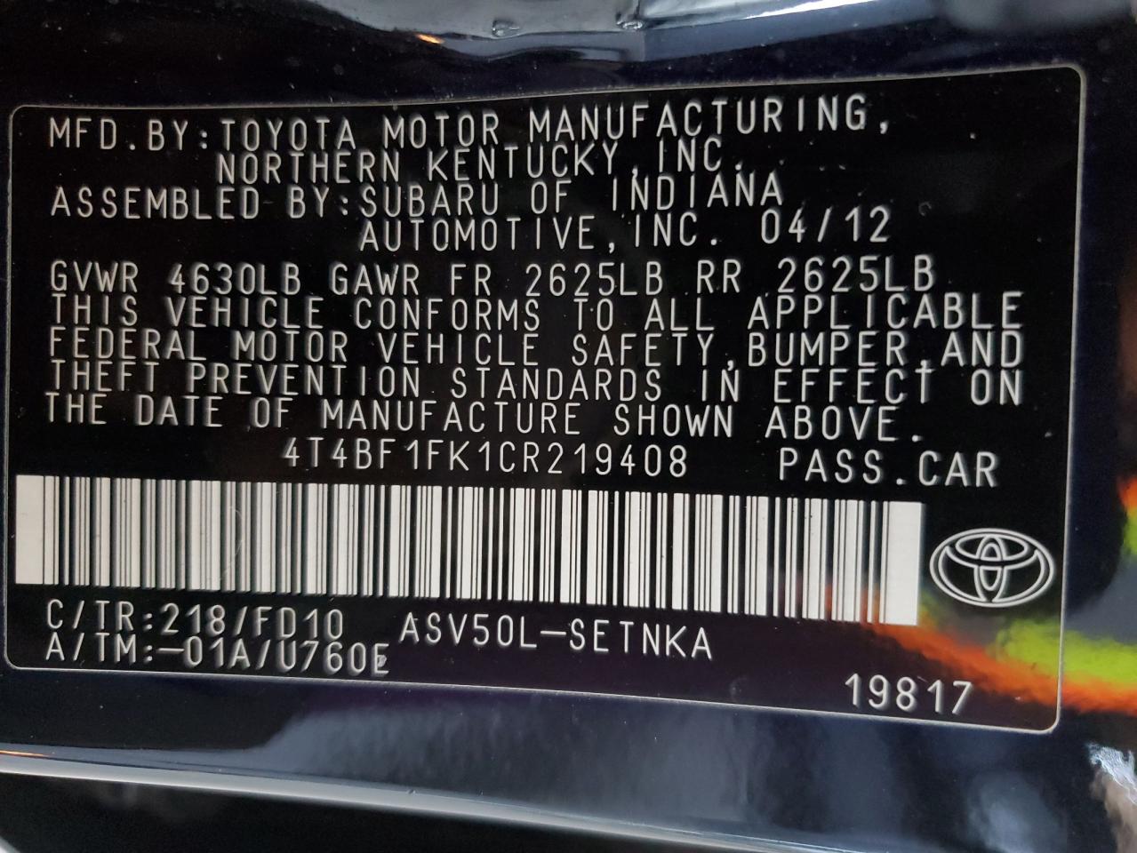 2012 Toyota Camry - Image 14