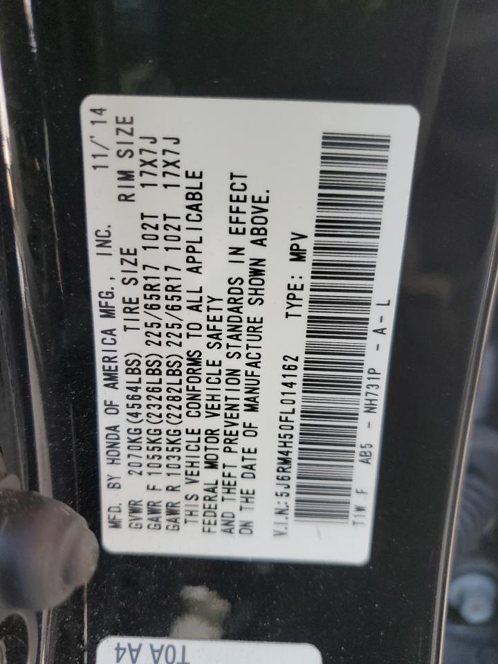 2015 Honda Cr-V Ex VIN: 5J6RM4H50FL014162 Lot: 44726795