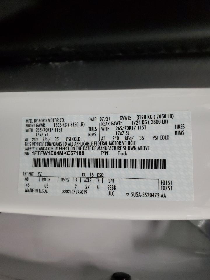 1FTFW1E84MKE57188 FORD F-150 2021