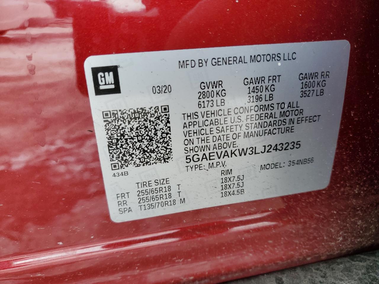 2020 Buick Enclave Essence VIN: 5GAEVAKW3LJ243235 Lot: 45871985