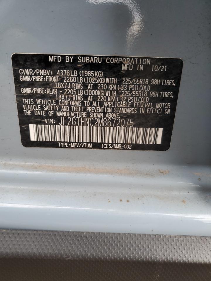 2021 Subaru Crosstrek Limited VIN: JF2GTHNC2M8672075 Lot: 45209435