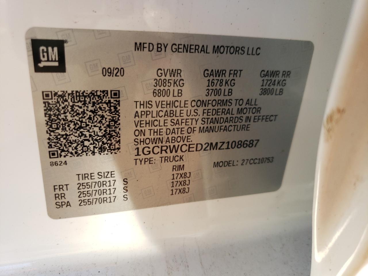 1GCRWCED2MZ108687 CHEVROLET ALL Models 2021