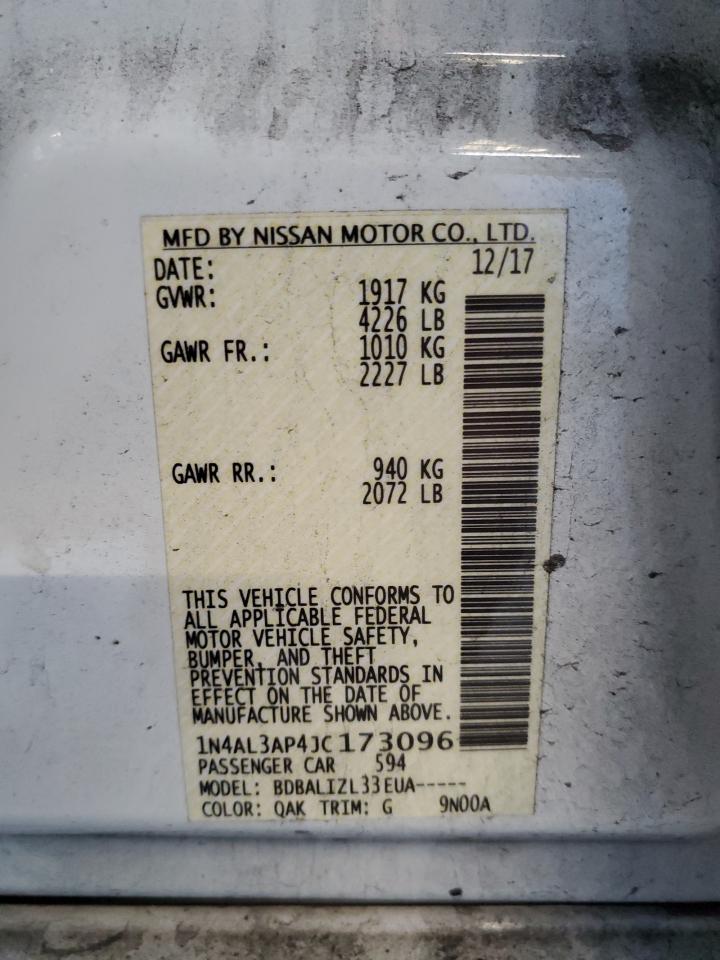 2018 Nissan Altima 2.5 VIN: 1N4AL3AP4JC173096 Lot: 43702915