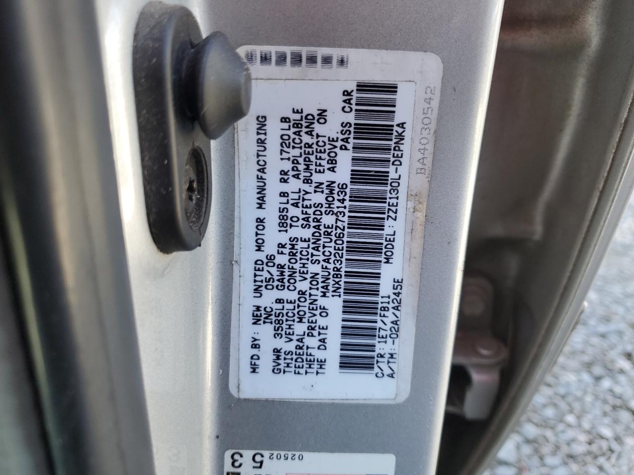 2006 Toyota Corolla Ce VIN: 1NXBR32E06Z731436 Lot: 47395385