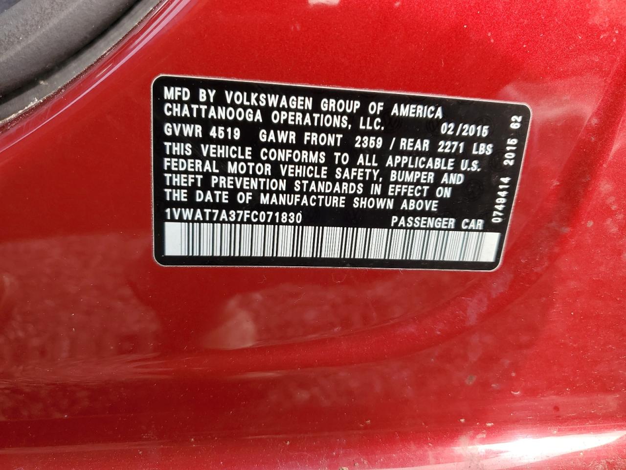 2015 Volkswagen Passat - Image 12