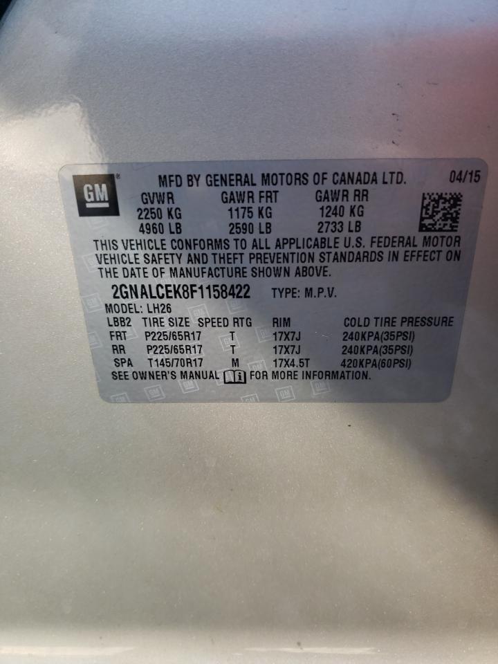 2015 Chevrolet Equinox Lt VIN: 2GNALCEK8F1158422 Lot: 61400555