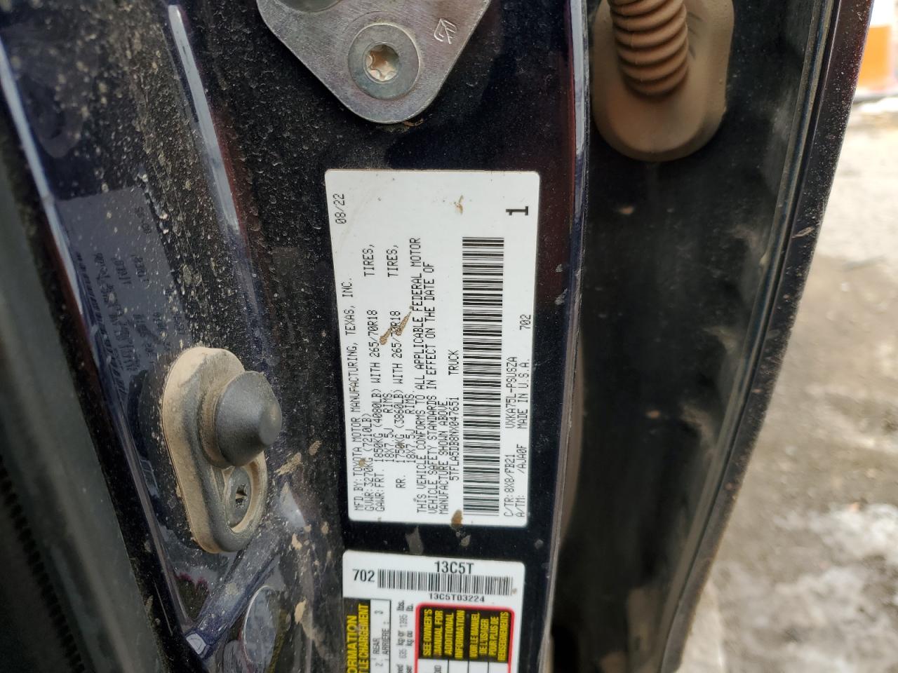 2022 Toyota Tundra Crewmax Sr VIN: 5TFLA5DB8NX047651 Lot: 44115075