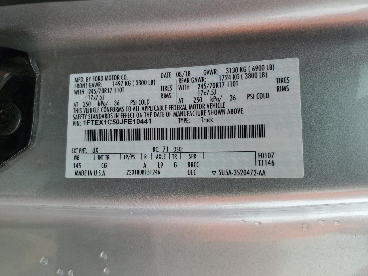 1FTEX1C50JFE10441 FORD F-150 2018