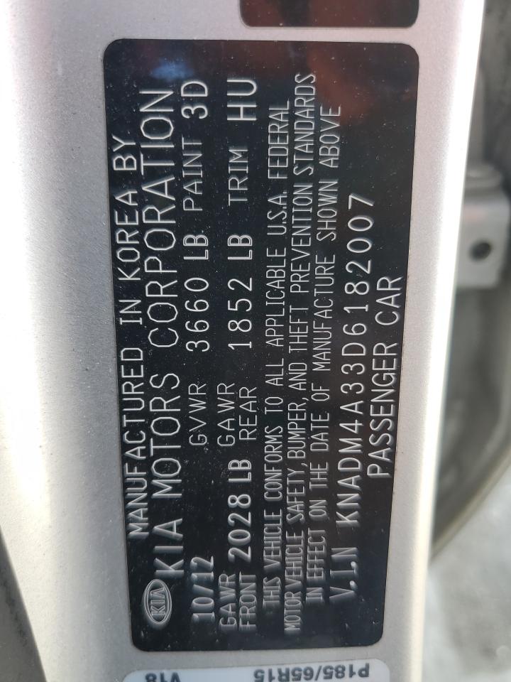 2013 Kia Rio Lx VIN: KNADM4A33D6182007 Lot: 44412025