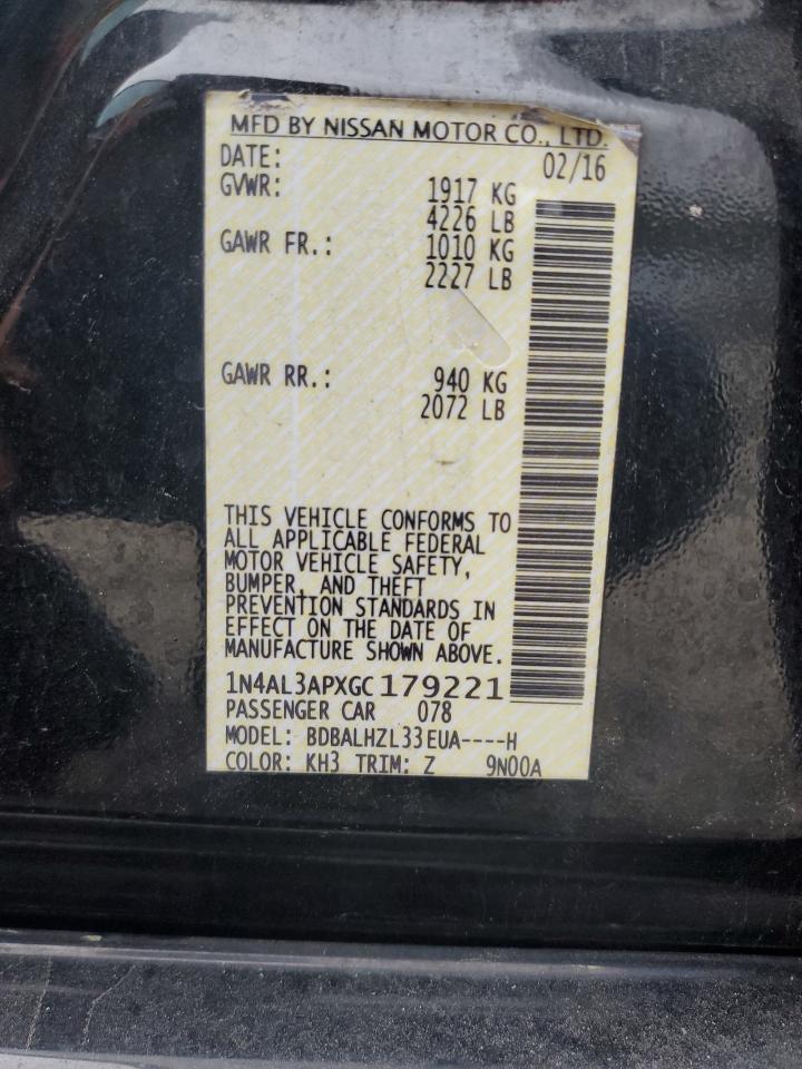 2016 Nissan Altima 2.5 VIN: 1N4AL3APXGC179221 Lot: 46412945