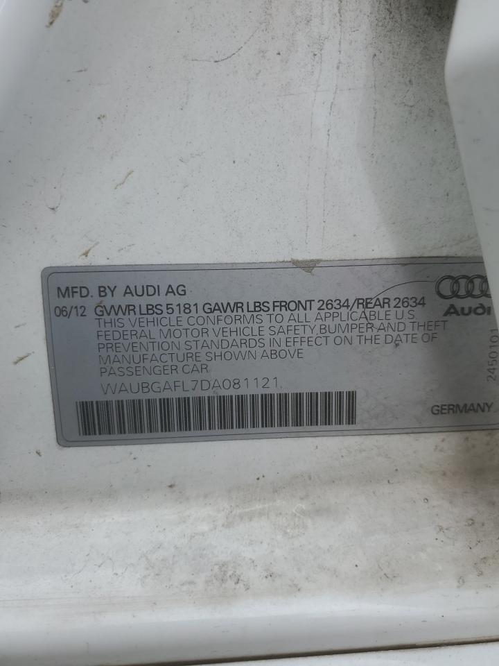 2013 Audi S4 Premium Plus VIN: WAUBGAFL7DA081121 Lot: 44750455