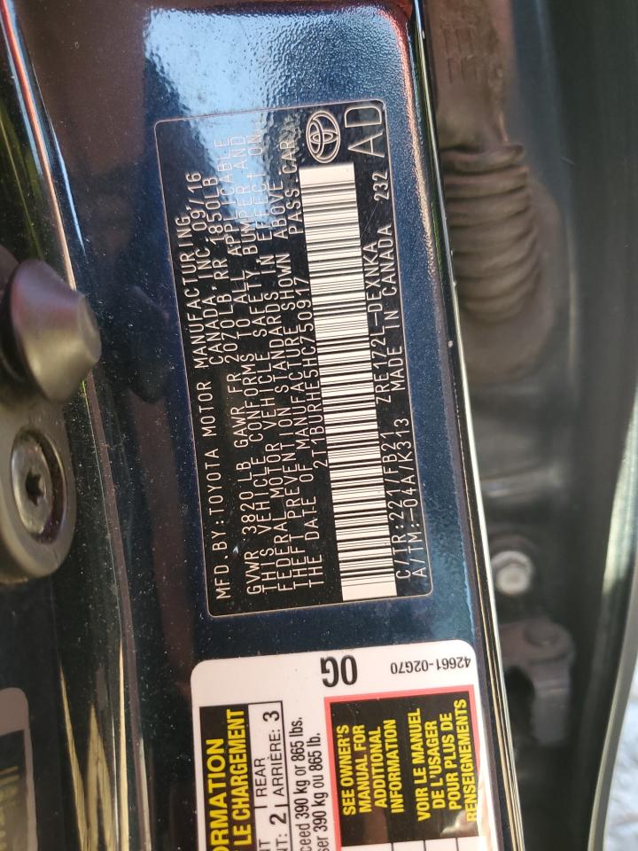2T1BURHE5HC750917 TOYOTA COROLLA 2017