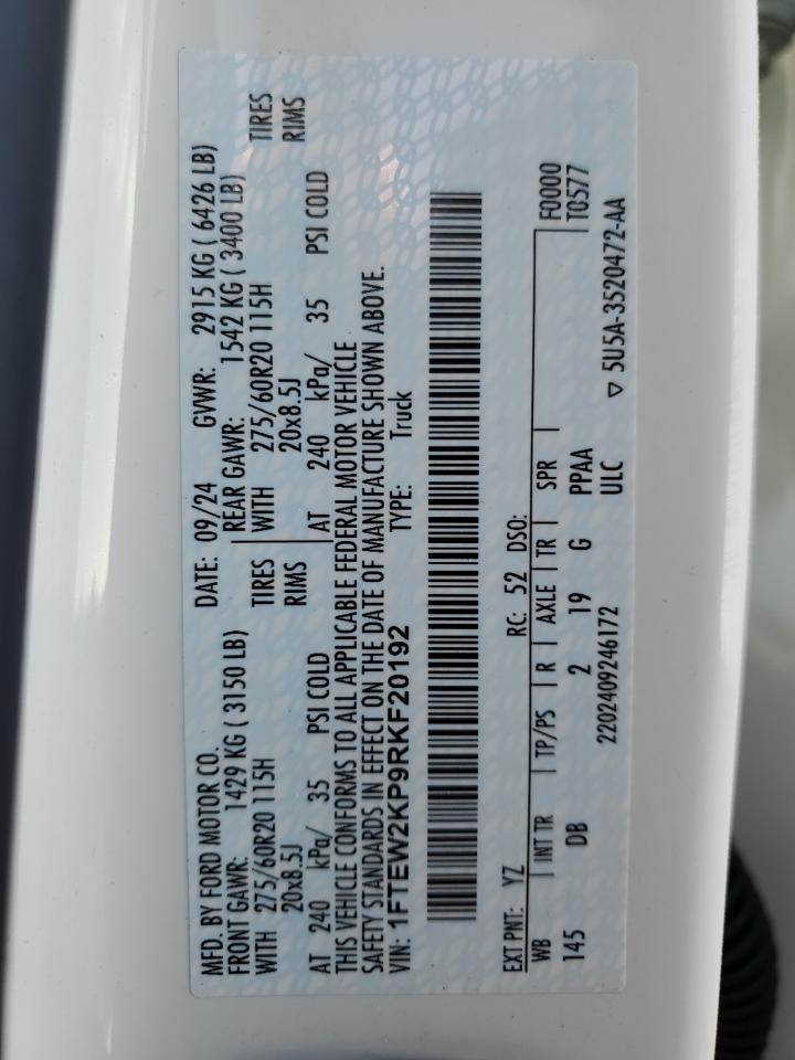 1FTEW2KP9RKF20192 FORD F150 STX 2024