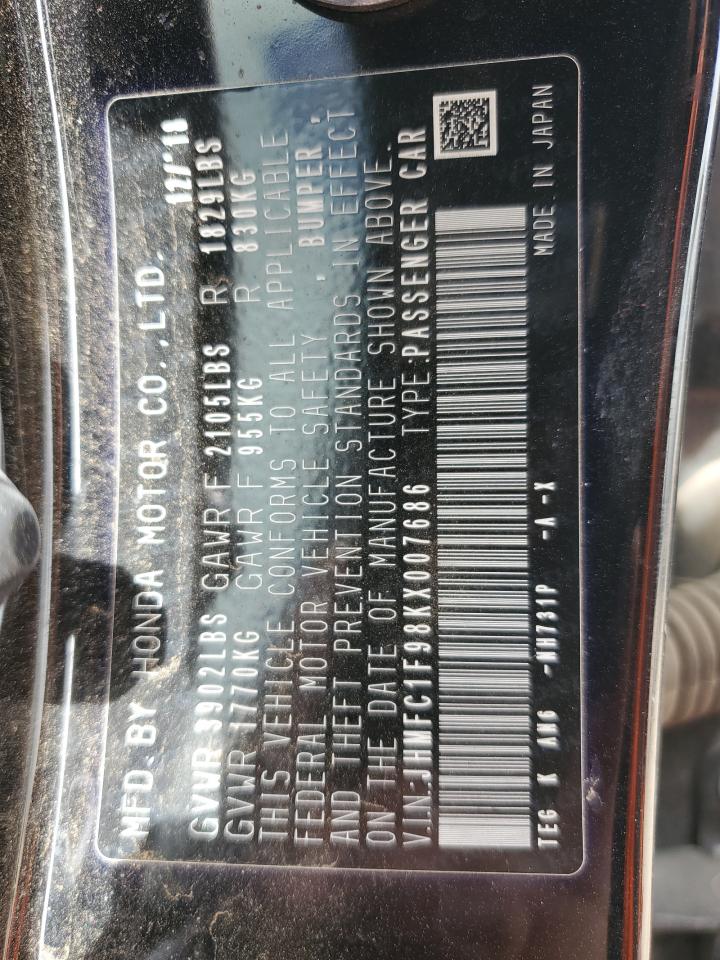 JHMFC1F98KX007686 HONDA CIVIC 2019