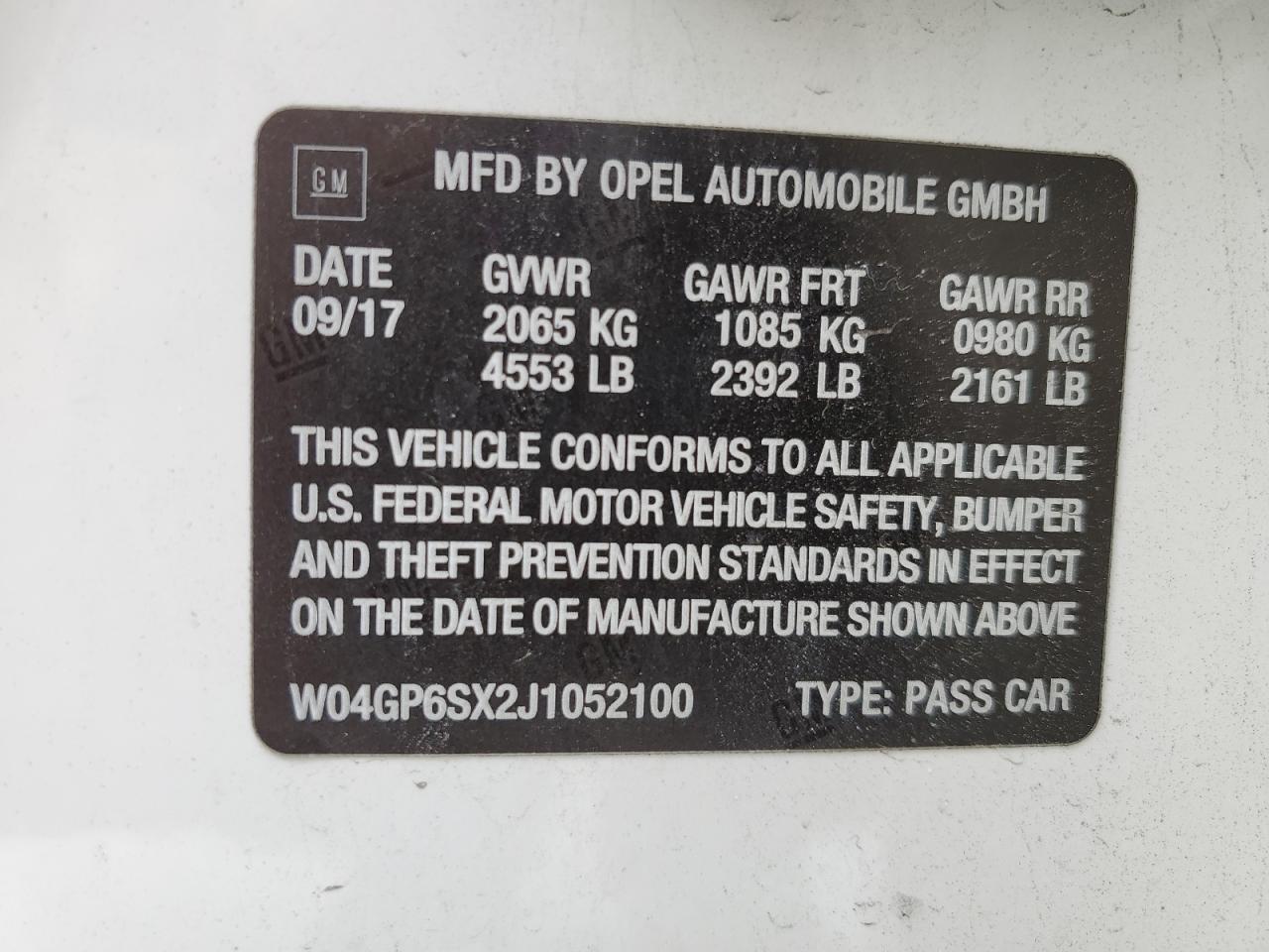 2018 Buick Regal Essence VIN: W04GP6SX2J1052100 Lot: 45966415