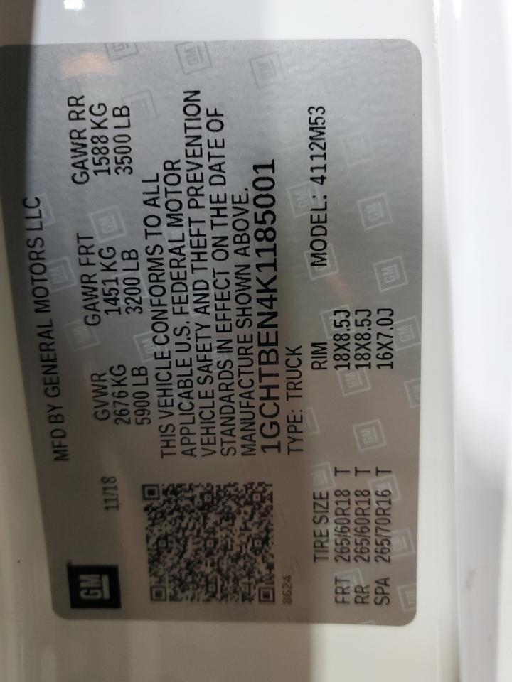 1GCHTBEN4K1185001 CHEVROLET COLORADO 2019