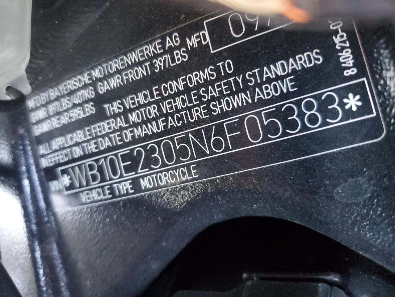 2022 BMW S 1000 Rr VIN: WB10E2305N6F05383 Lot: 46508355