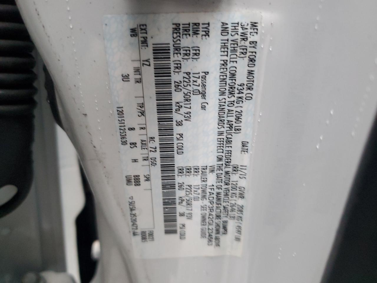1FADP3R42GL234563 FORD FOCUS 2016