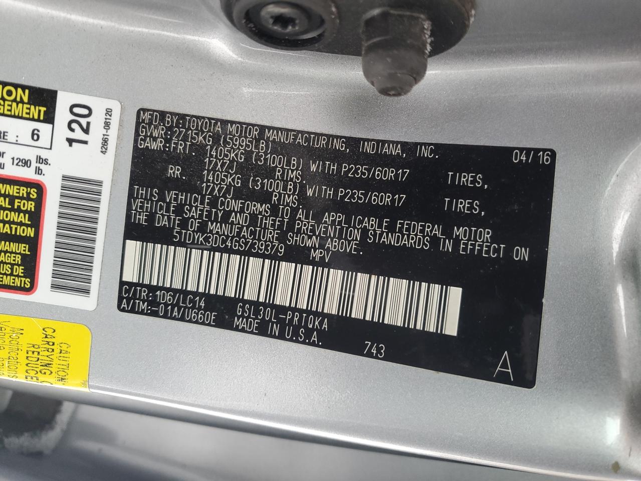 2016 Toyota Sienna - Image 16