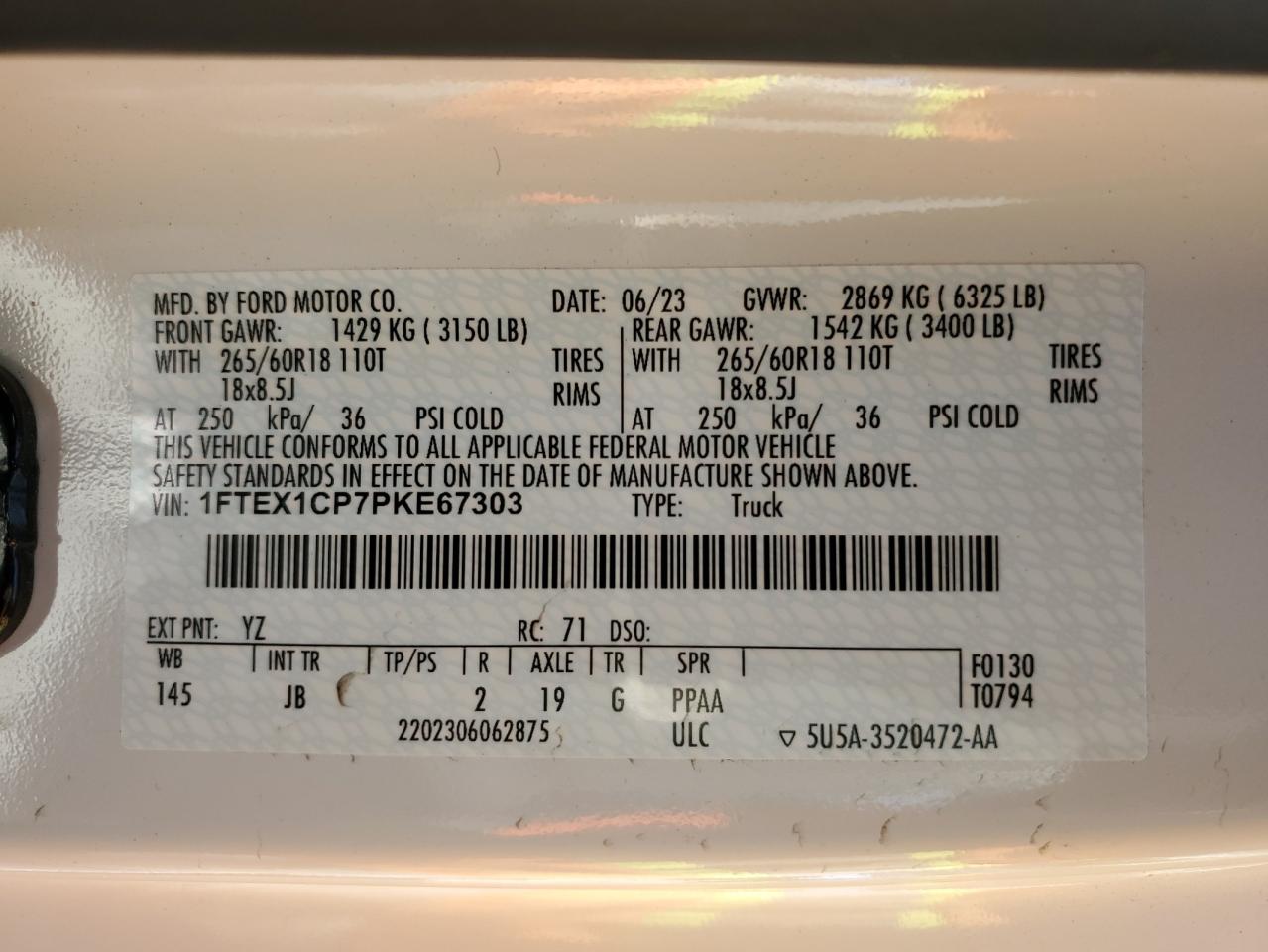 1FTEX1CP7PKE67303 FORD F-150 2023