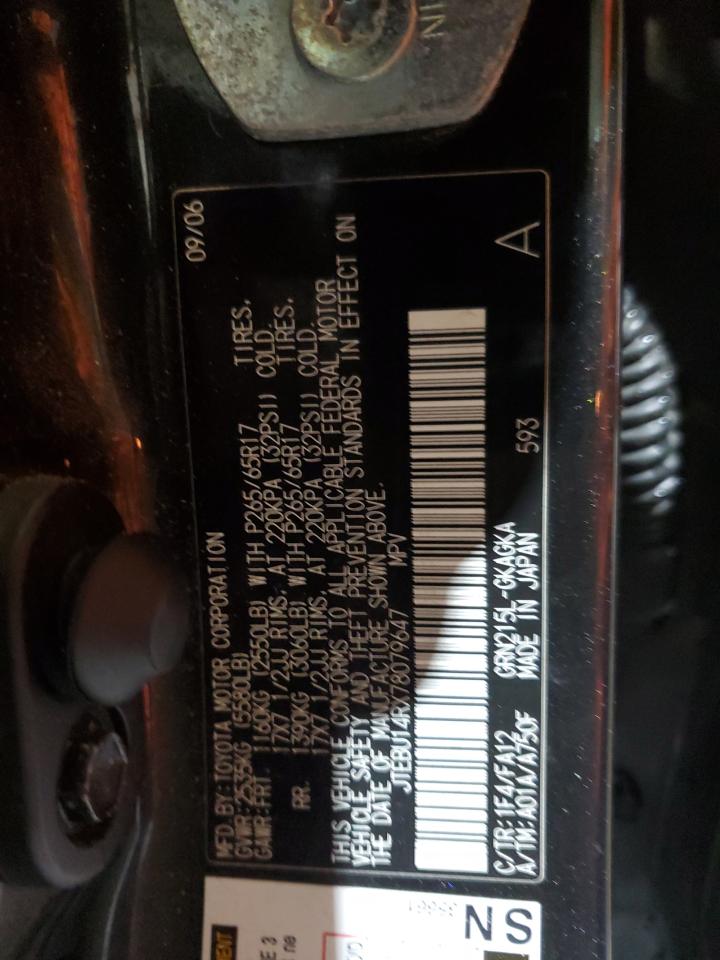 2007 Toyota 4Runner Sr5 VIN: JTEBU14RX78079647 Lot: 44850635